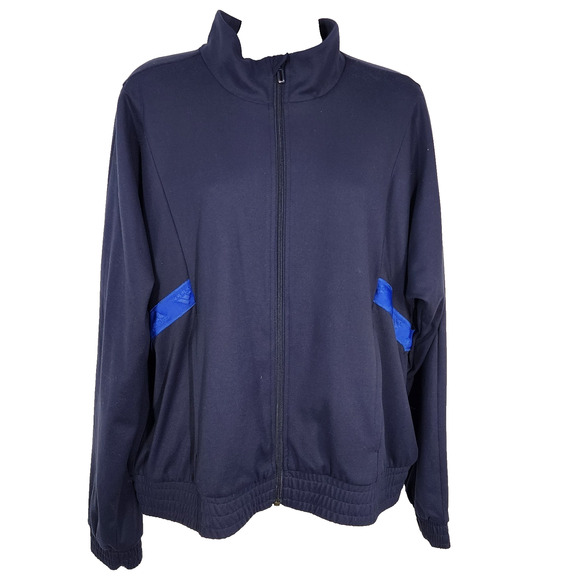 Adidas X Zoe Saldana Track Jacket Women Small Full Zip Navy Pockets Logo Legacy - Picture 1 of 14